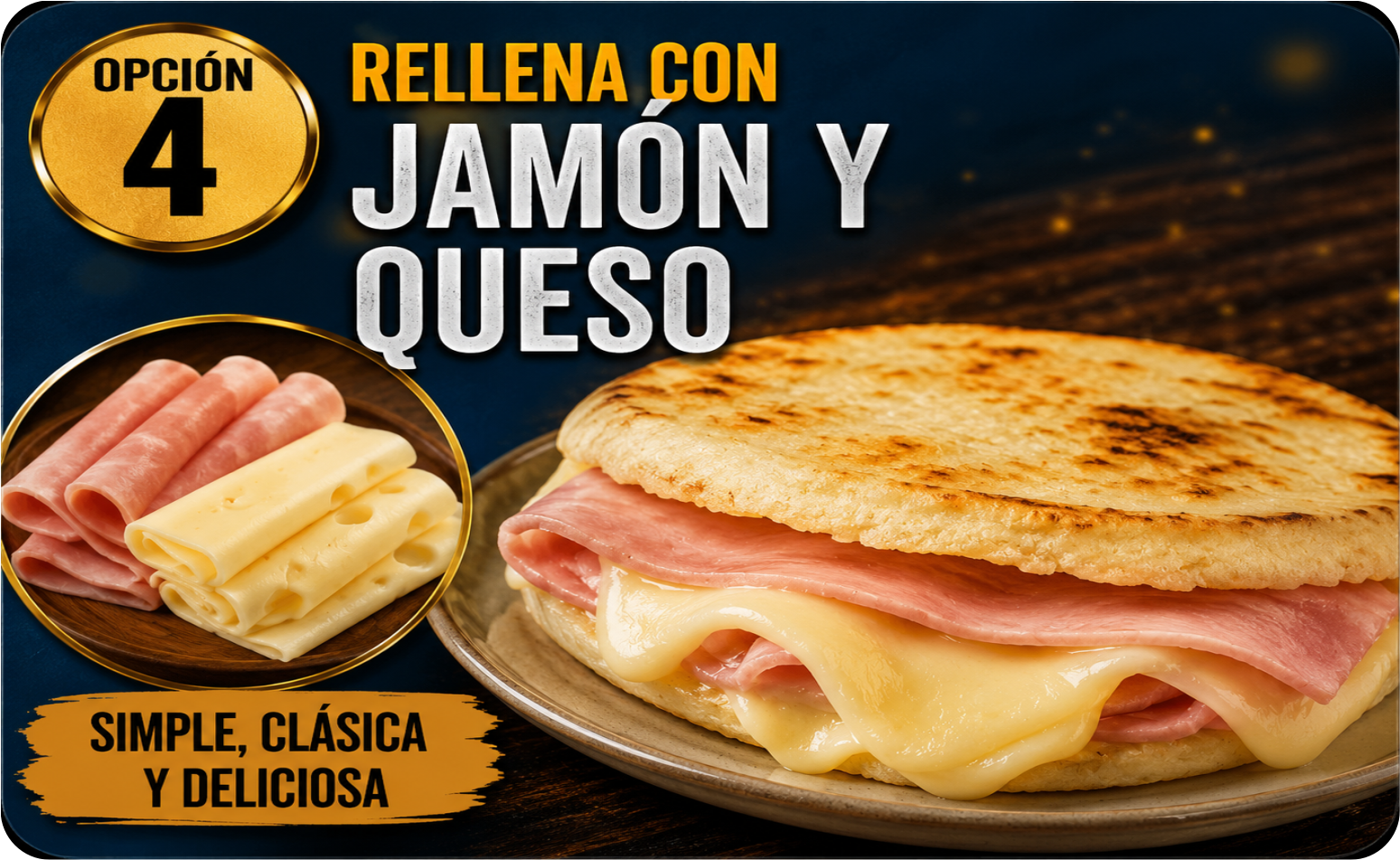 Arepa Jamón y Queso